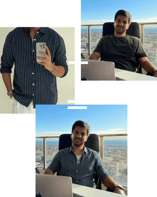 AI virtual try-on result — woman wearing a jacket, generated via Instagram DM